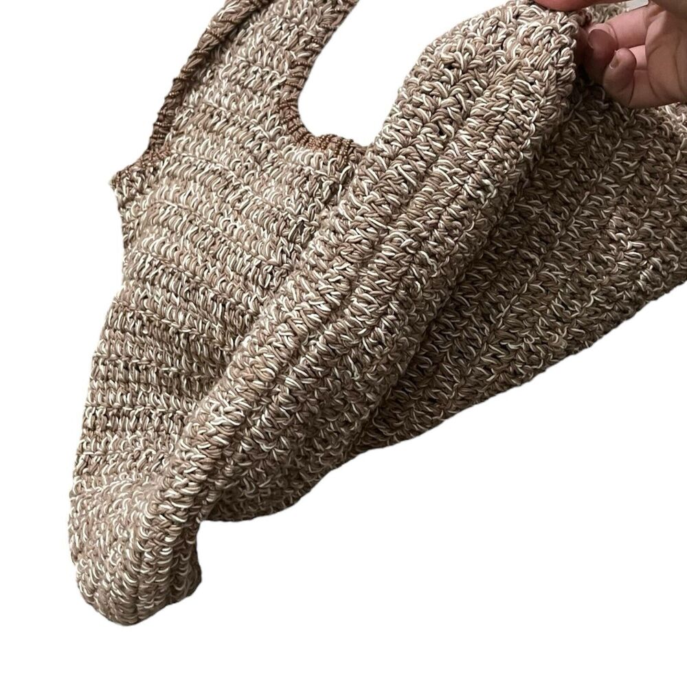 Free People Got Me in Stitches Tote Bag Brown One Size Boho Slouchy Crochet - Picture 6 of 13